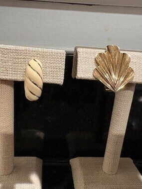 Christian Dior Clip On Earrings Two Pairs Gold Tone